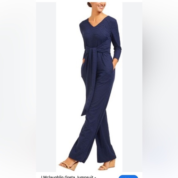 J. McLaughlin Pants - J. McLaughlin Navy Textured Greta Jumpsuit